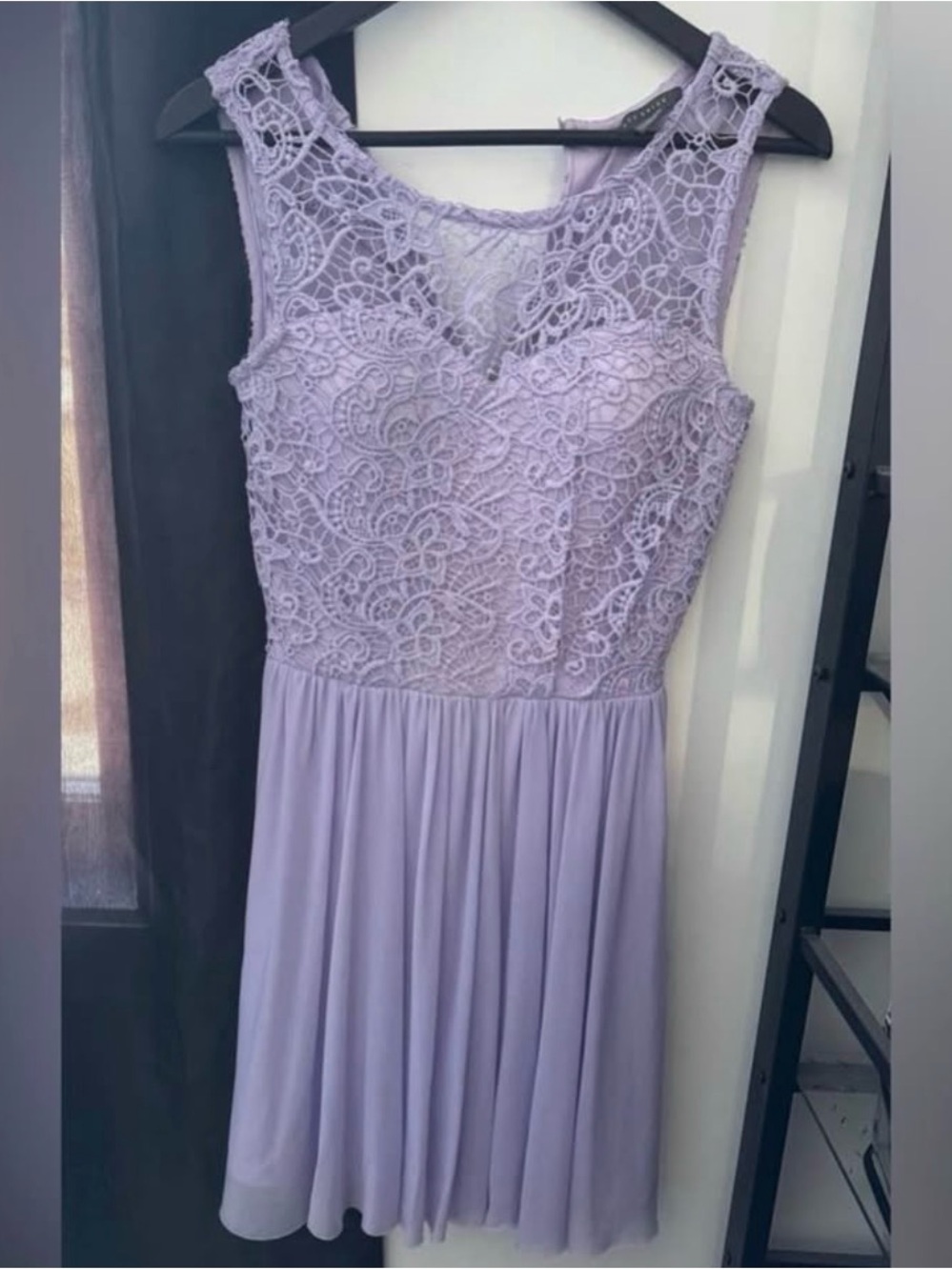 Lavender Lace Bodice Sleeveless Dress